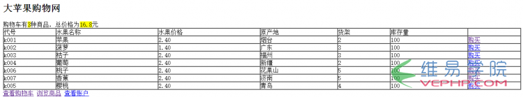 PHP實例：php實現簡單加入購物車功能