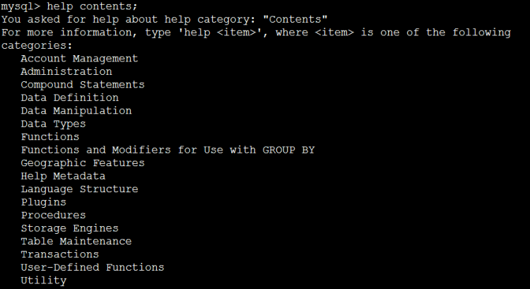 Mysql實例將MySQL help contents的內容有層次的輸出方法推薦