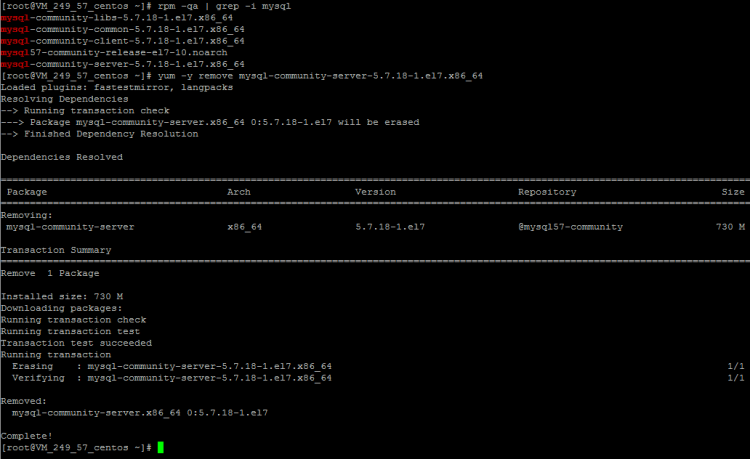 Mysql應(yīng)用Linux下MySQL5.7.18 yum方式從卸載到安裝過程圖解