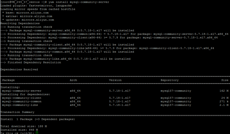 Mysql應(yīng)用Linux下MySQL5.7.18 yum方式從卸載到安裝過程圖解
