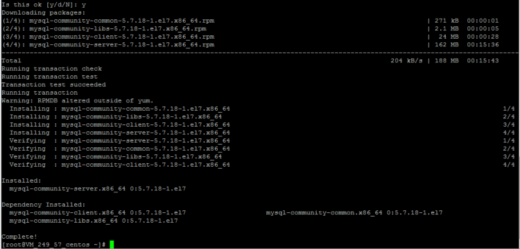 Mysql應(yīng)用Linux下MySQL5.7.18 yum方式從卸載到安裝過程圖解