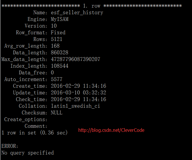 Mysql學習Mysql中 show table status 獲取表信息的方法