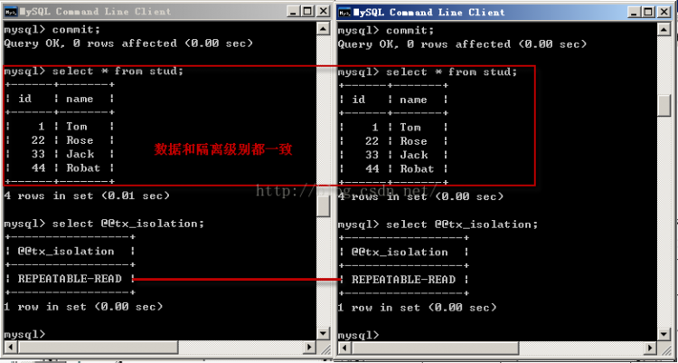 Mysql應用mysql 詳解隔離級別操作過程(cmd)