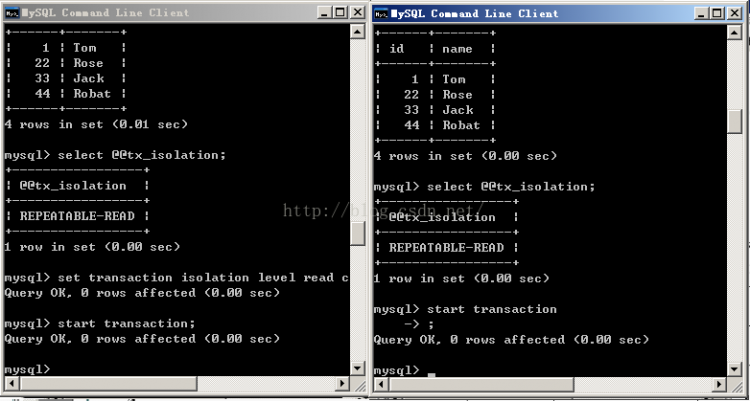 Mysql應用mysql 詳解隔離級別操作過程(cmd)