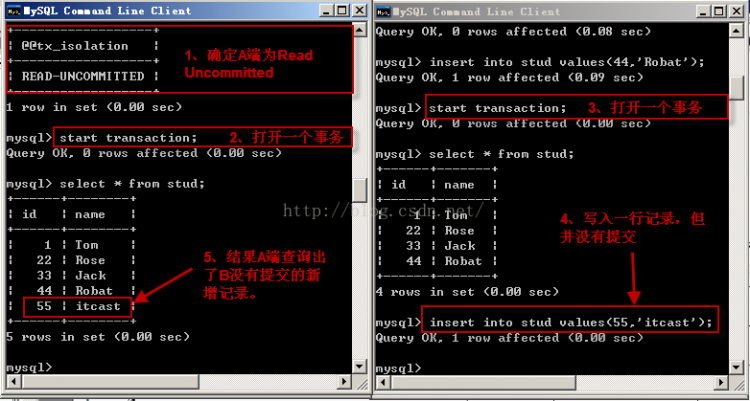 Mysql應用mysql 詳解隔離級別操作過程(cmd)